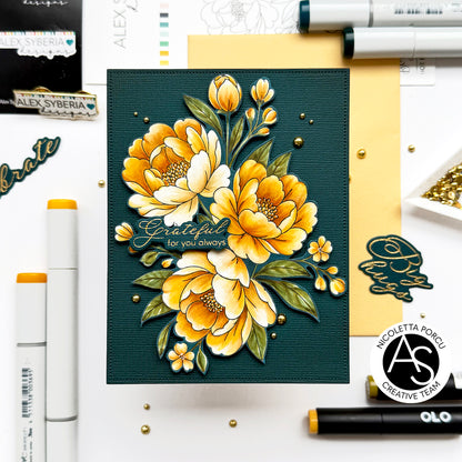 Lush Peony Bouquet Press + Hot Foil Plate & Stencil Bundle