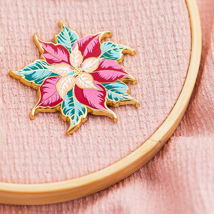 Alex-syberia-designs-enamel pin- festive poinsettia