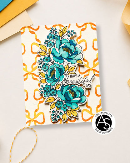 Peony Corners Stamp, Die & Stencil Bundle