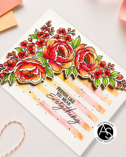 Peony Corners Stamp, Die & Stencil Bundle