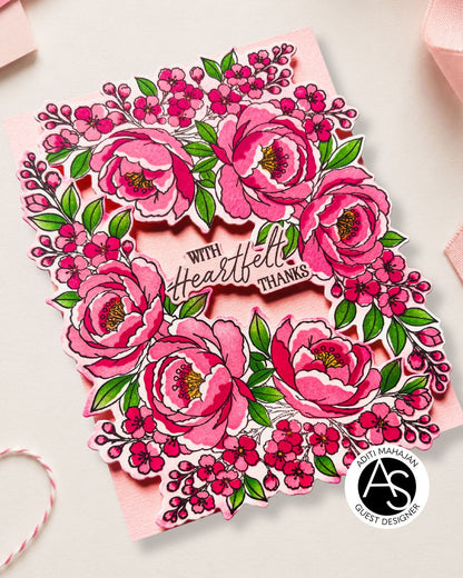 Peony Corners Stamp, Die & Stencil Bundle