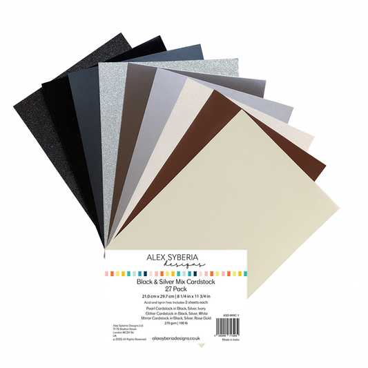 Black & Silver Mix Cardstock  27 Pack