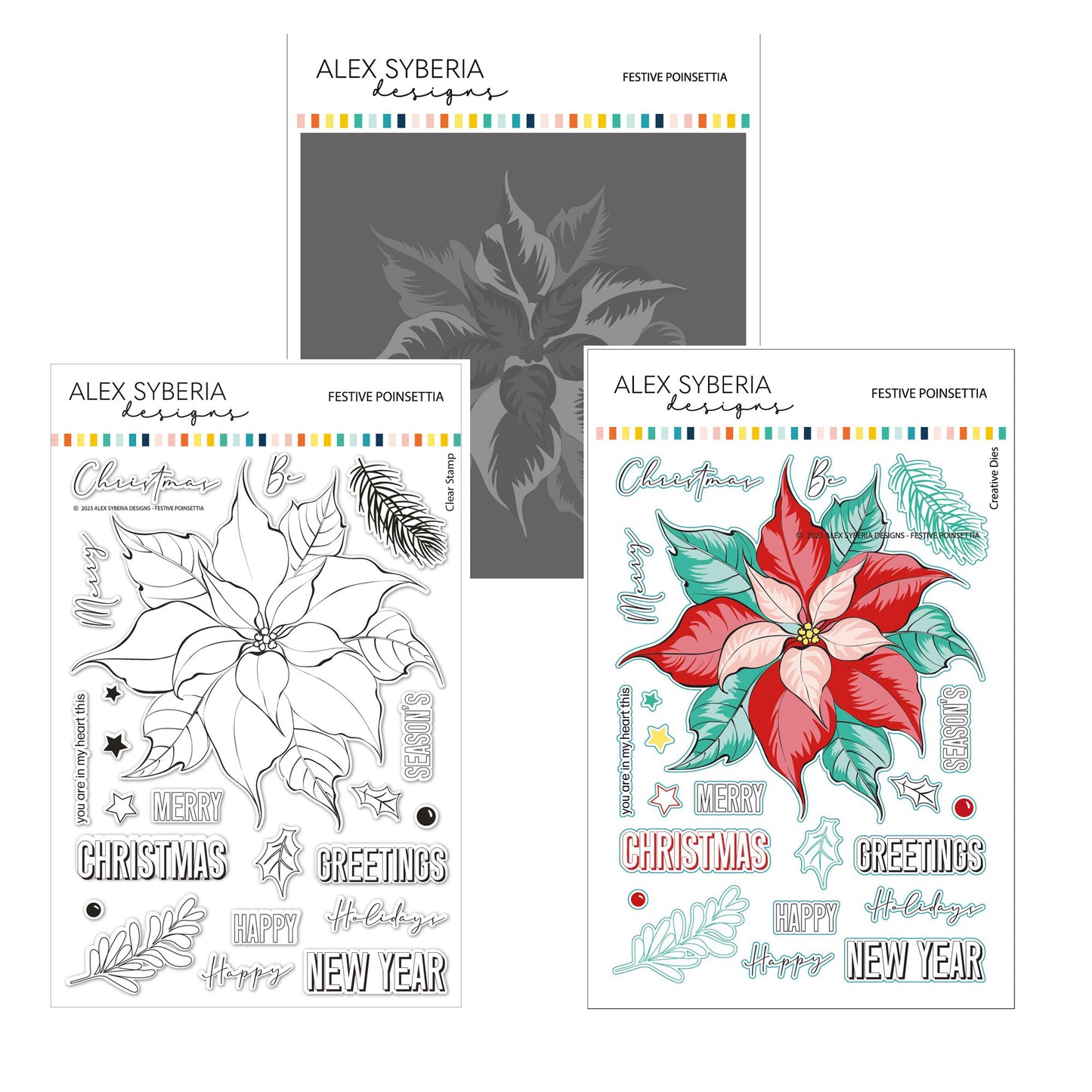 Festive Poinsettia Stamp Die & Stencil Bundle