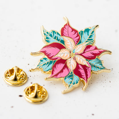 Festive Poinsettia-Alex-syberia-designs-enamel-pin-flower
