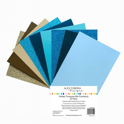 Golden Turquoise Mix Cardstock 27 Pack