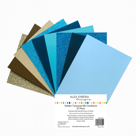 Golden Turquoise Mix Cardstock 27 Pack