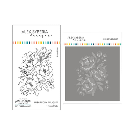 Lush Peony Bouquet Press + Hot Foil Plate & Stencil Bundle
