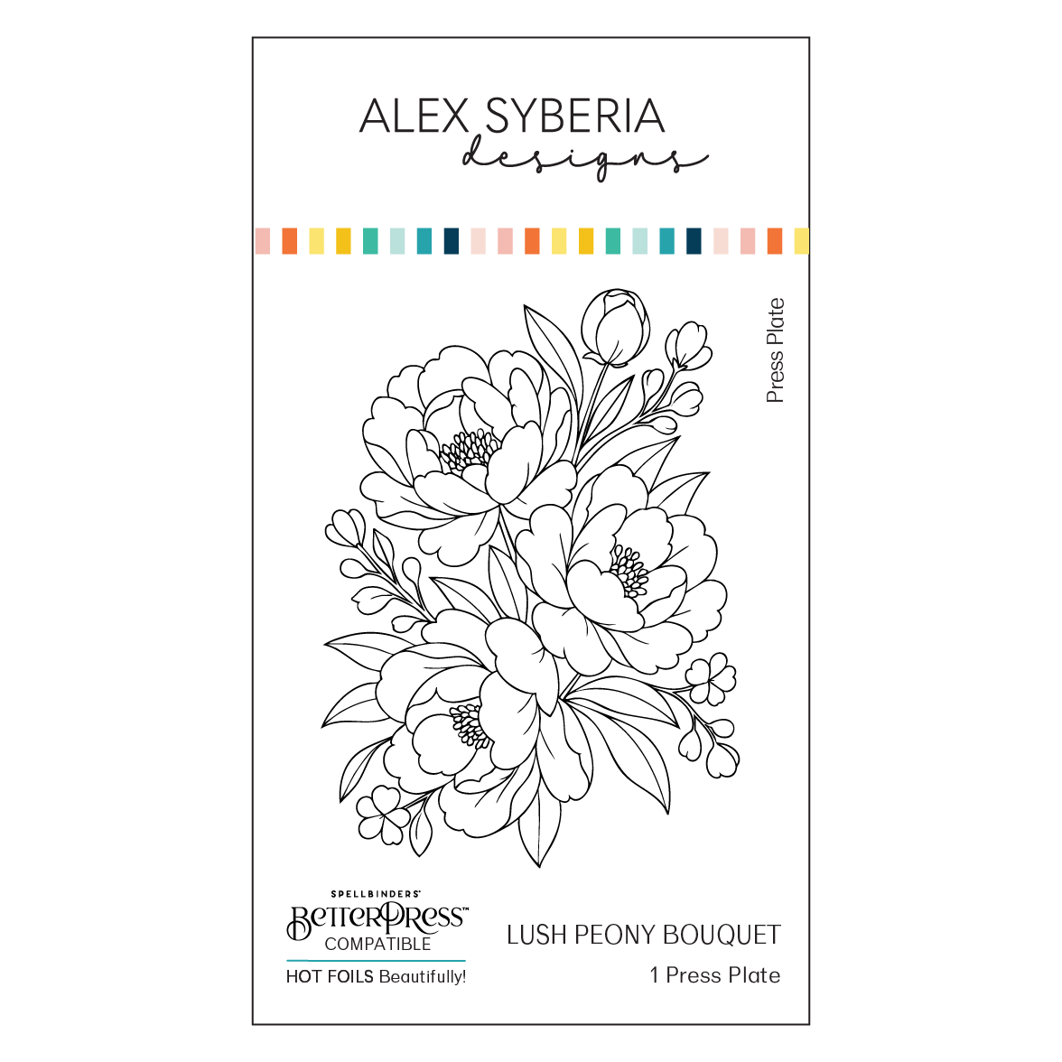 Lush Peony Bouquet Press+Foil Plate – Alex Syberia Designs