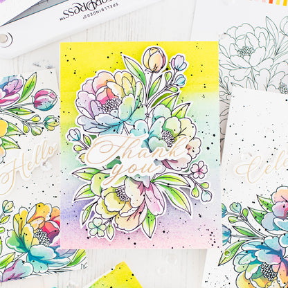 Lush Peony Bouquet Press + Hot Foil Plate & Stencil Bundle