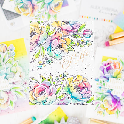 Lush Peony Bouquet Press + Hot Foil Plate & Stencil Bundle