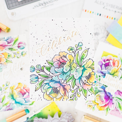 Lush Peony Bouquet Press + Hot Foil Plate & Stencil Bundle