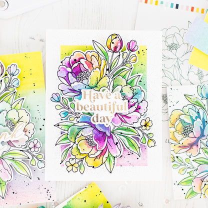 Lush Peony Bouquet Press + Hot Foil Plate & Stencil Bundle
