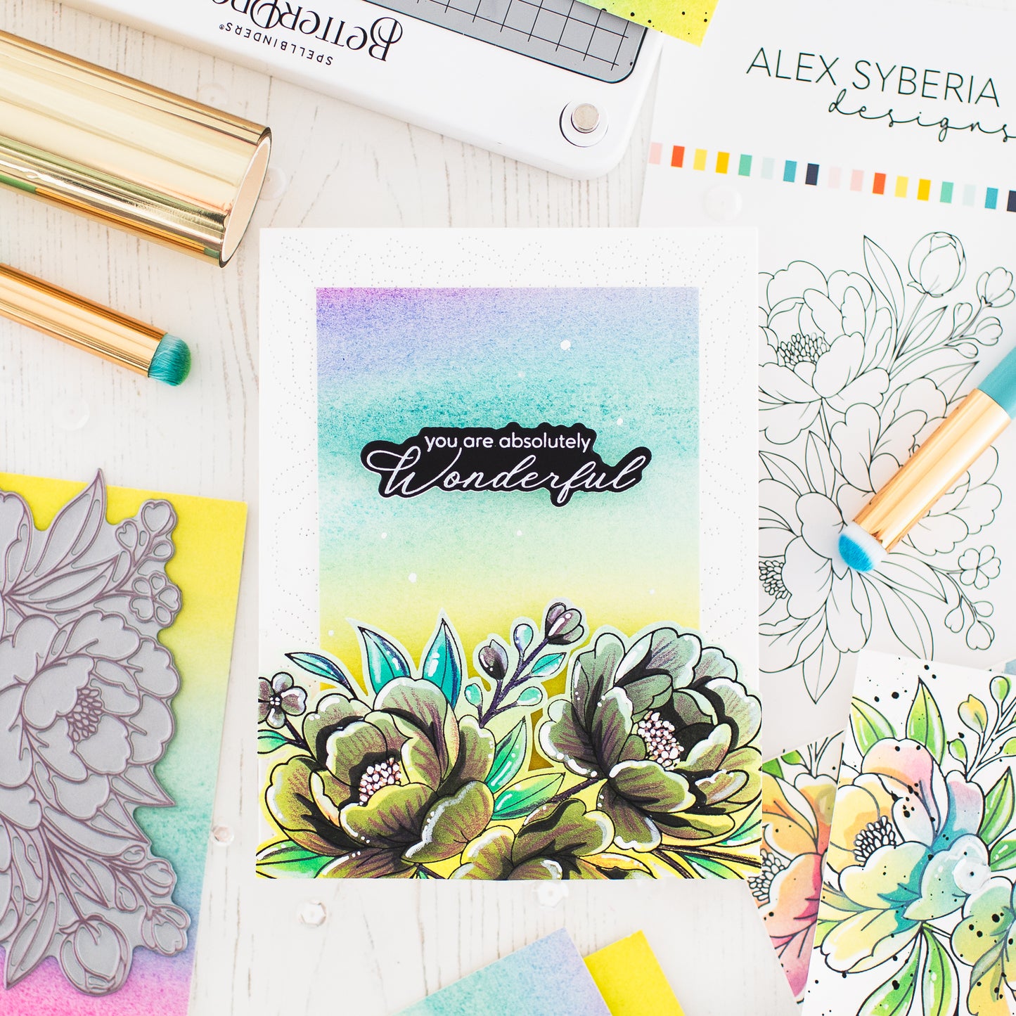 Lush Peony Bouquet Press + Hot Foil Plate & Stencil Bundle