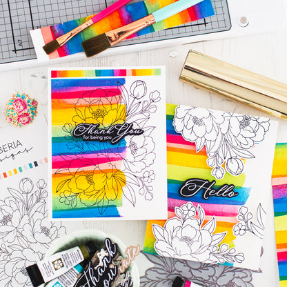 Lush Peony Bouquet Press + Hot Foil Plate & Stencil Bundle