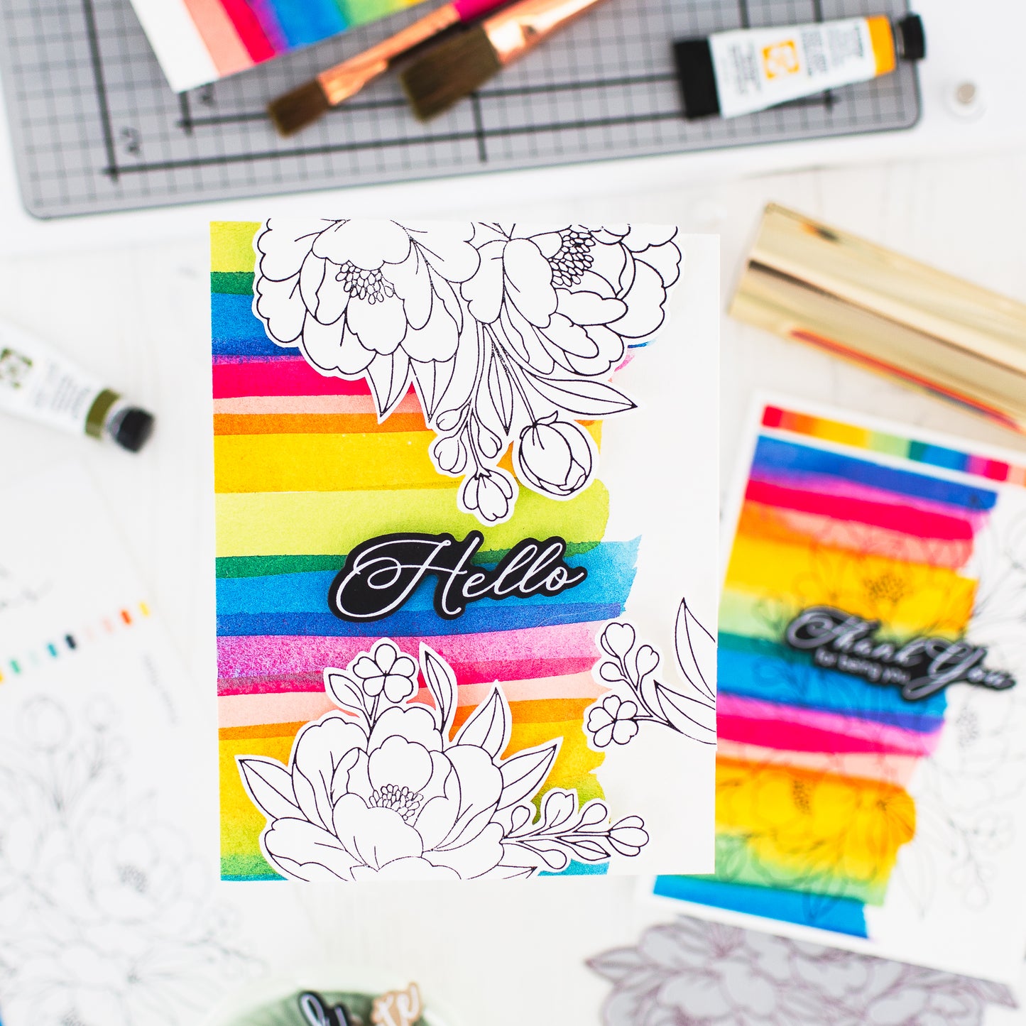 Lush Peony Bouquet Press + Hot Foil Plate & Stencil Bundle