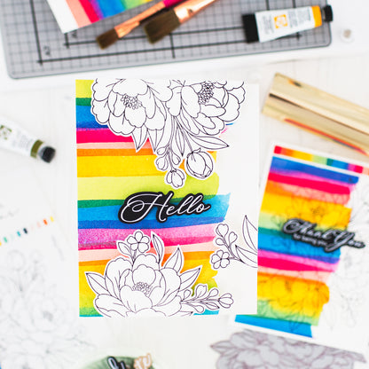 Lush Peony Bouquet Press + Hot Foil Plate & Stencil Bundle
