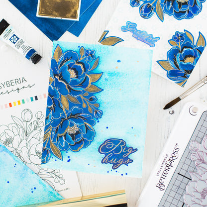 Lush Peony Bouquet Press + Hot Foil Plate & Stencil Bundle