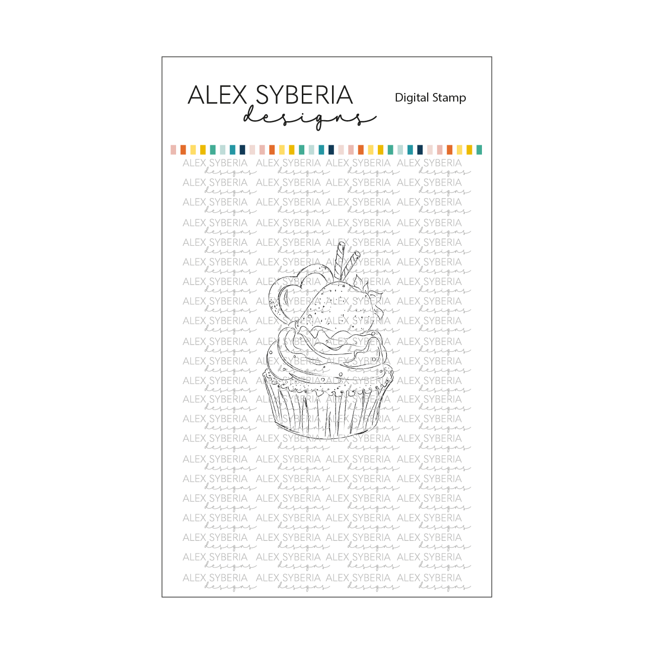 Strawberry Cupcake Digital Stamp