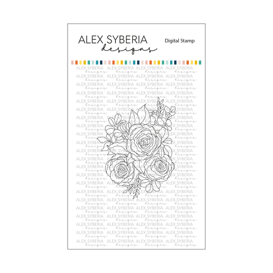 Summer Bouquet Alex Syberia Designs Digital Stamp cardmaking scrapbooking