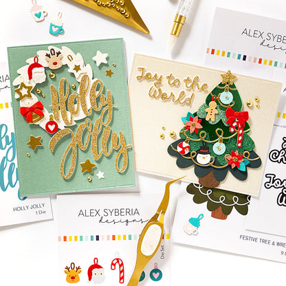 Christmas-themed cards with decorative elements on a white background-alex syberia-mini-ornaments-dies
