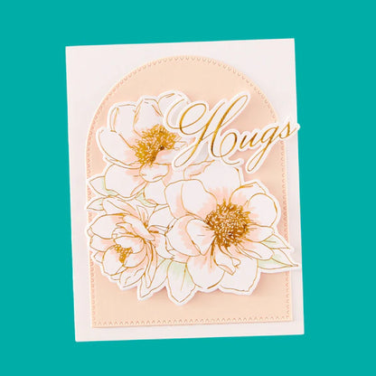 Card with floral design and 'Hugs' text on a teal background alex-syberia-designs
