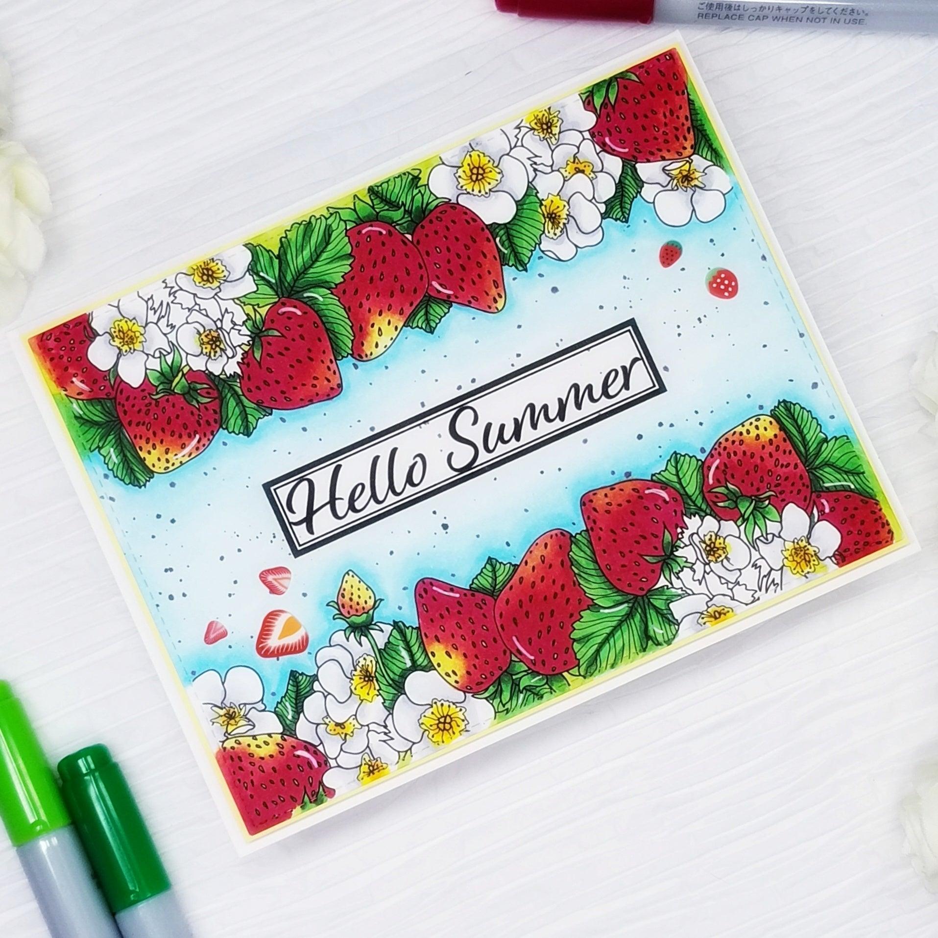 Strawberry Trimmings Digital Stamp - Alex Syberia Designs