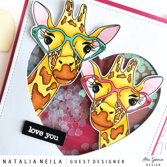 Love U Giraffe Digital Stamp - Alex Syberia Designs