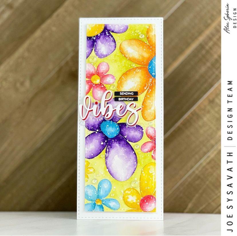 Happy Flowers Slimline Card Panel - Alex Syberia Designs