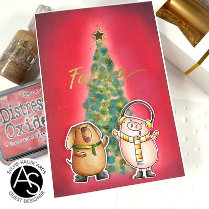 alex-syberia-designs-falala-die-hot-foil-plate-christmas-stamps-cardmaking-scrapbooking-mixed-media-handmadecards-tutorial-winter-friends-stamp-christmas-wishes-sentiments-pig-singing-stamp