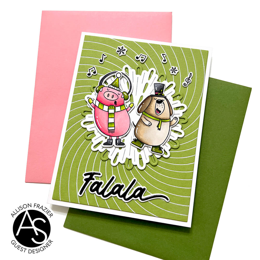 falala-friends-stamp-dies-alex-syberia-designs-gift-christmas-sentiments-coloring-hat-winter-cards-handmade-hot-foil-plates-tags-scrapbooking-cardmaking-snowflakes-dies-singing-pig-dog