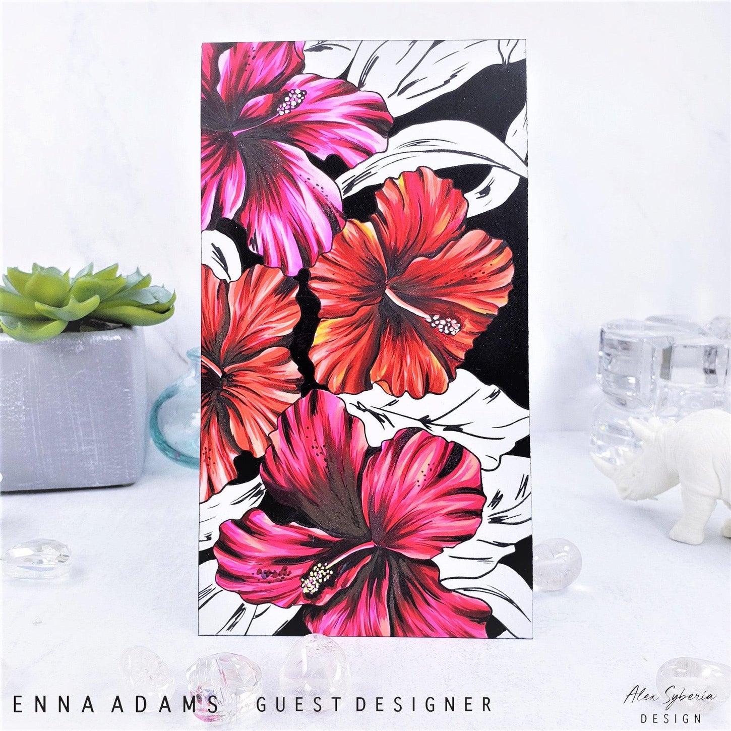 Sketched Hibiscus Digital Stamp - Alex Syberia Designs