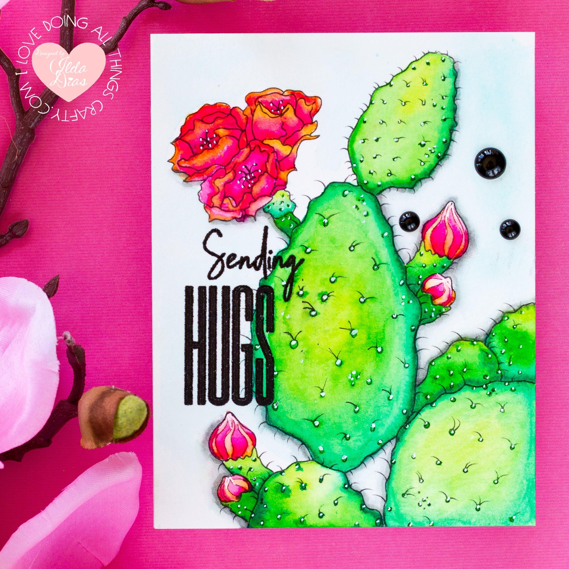 Pretty Cactus Digital Stamp - Alex Syberia Designs