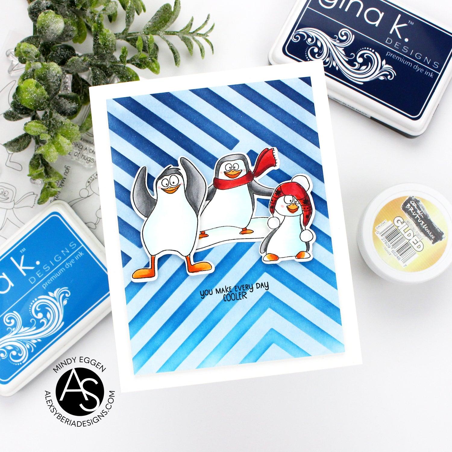 smile-and-wave-stamp-set-alex-syberia-designs-penguins-winter-christmas-stamps-sentiments-funny-snowboarding-stamp-layering-stencil-copic-coloring-stamping