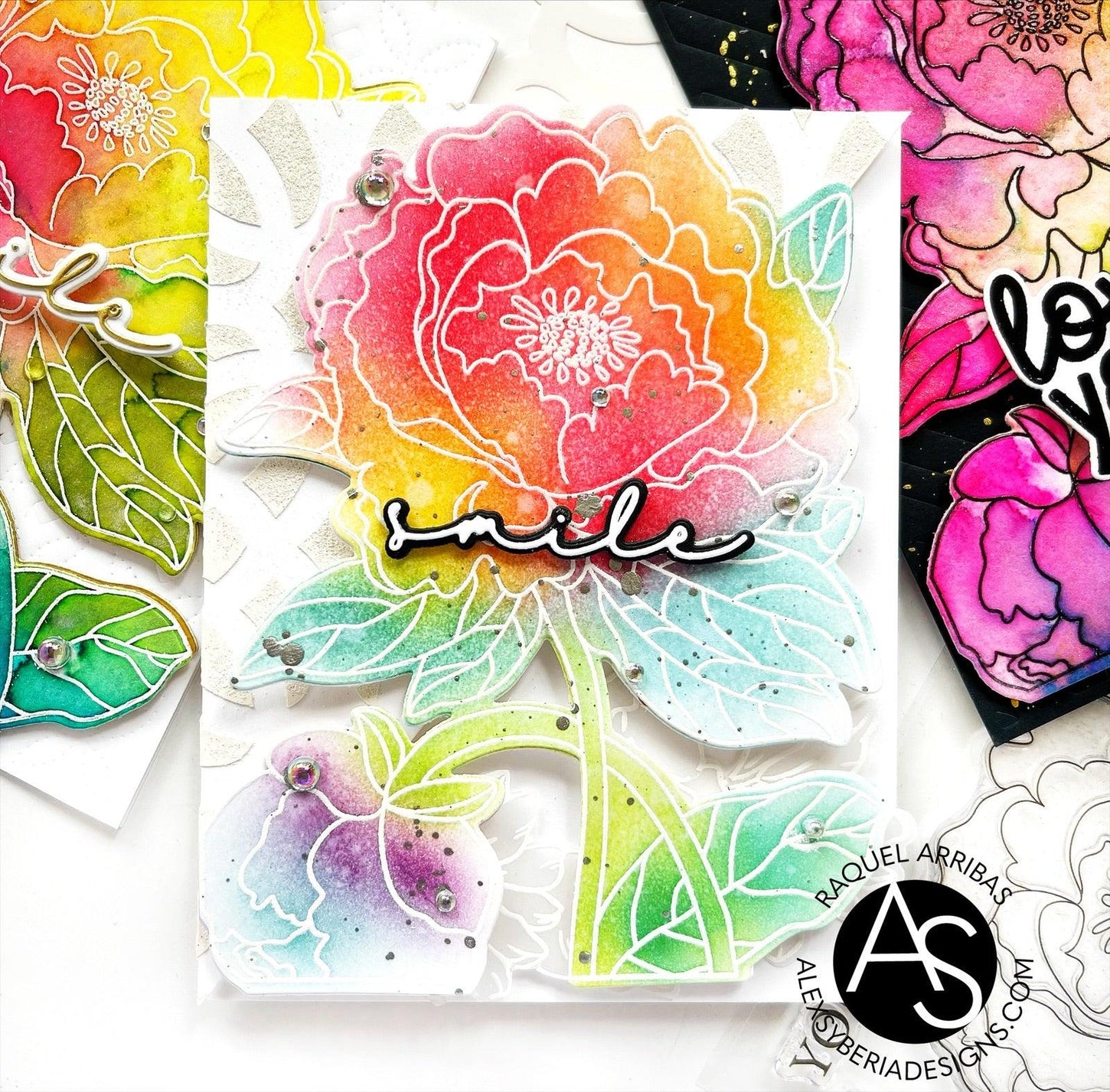 smile-word-die-alex-syberia-designs-cardmaking-scrapbooking-famous-brand-huge-floral-stamp-inl-blending-coloring-tecjnoques-cardmaking-hello-lovely-stamp-die-cover-simon-says-stamp