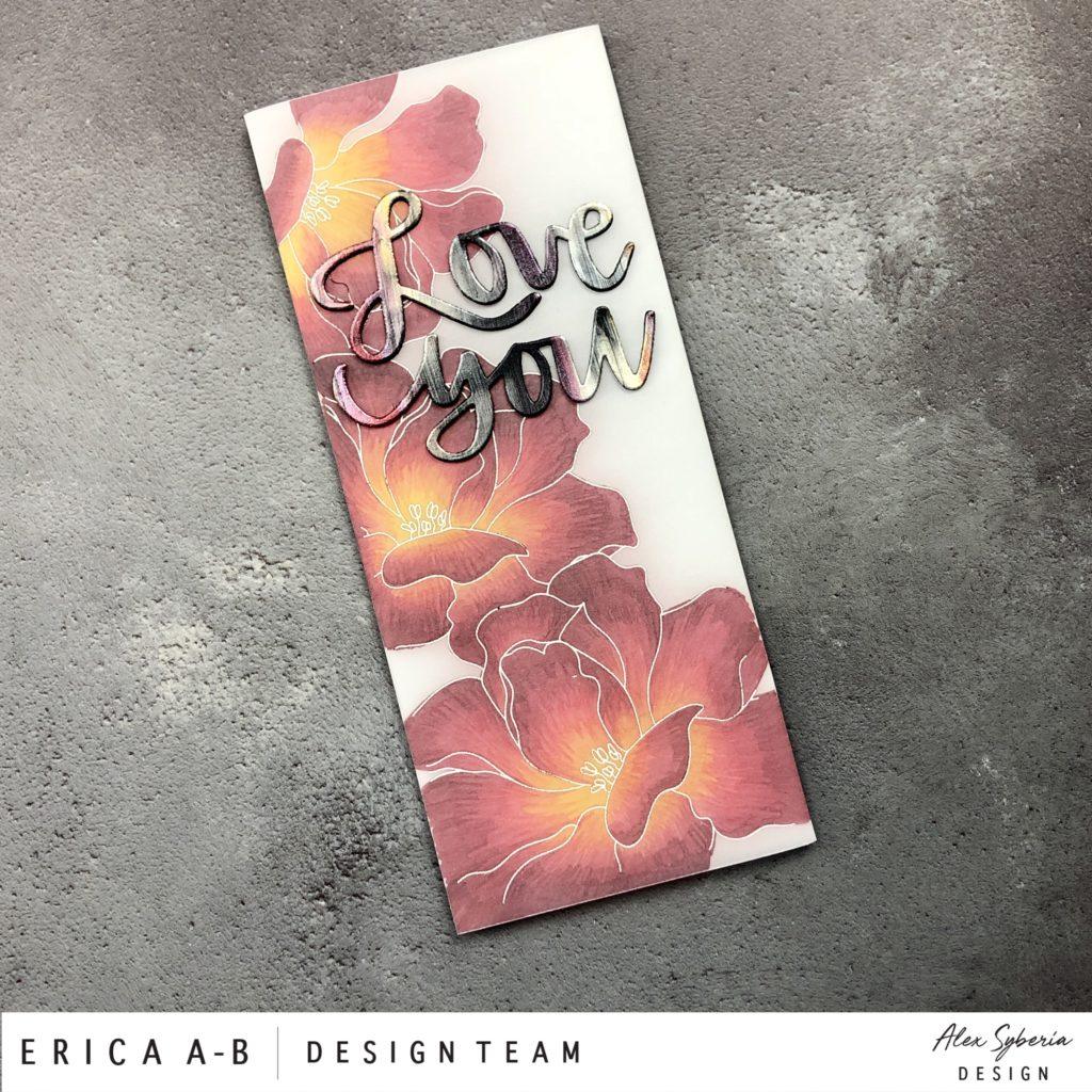 Fabulous Floral Slimline Card Panel Digital Stamp - Alex Syberia Designs