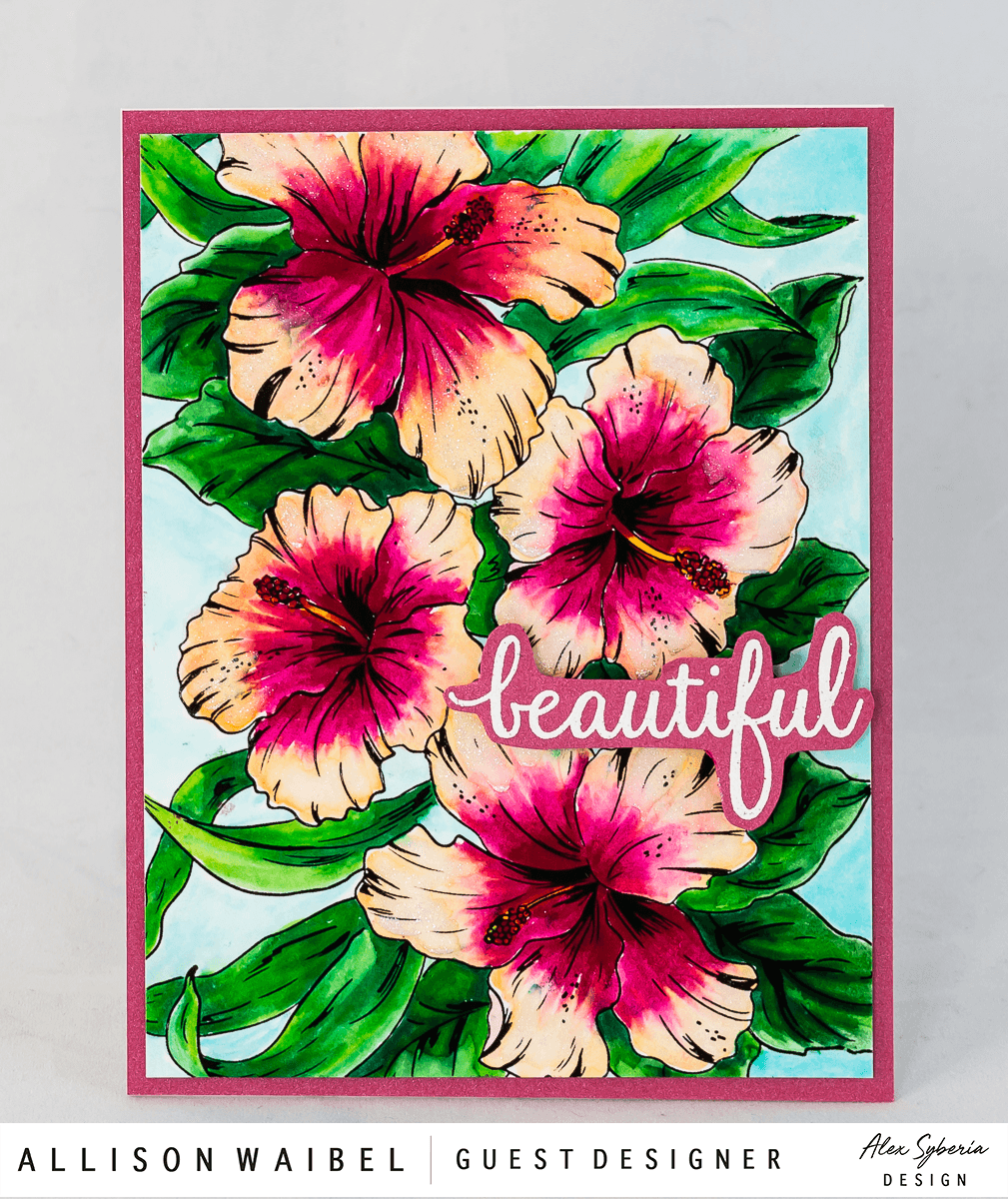 Sketched Hibiscus Digital Stamp - Alex Syberia Designs