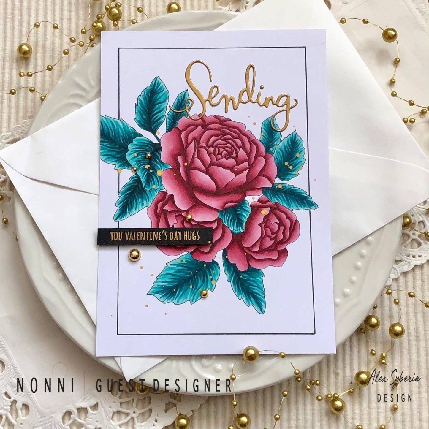 Sending Love Bouquet Digital Stamp - Alex Syberia Designs