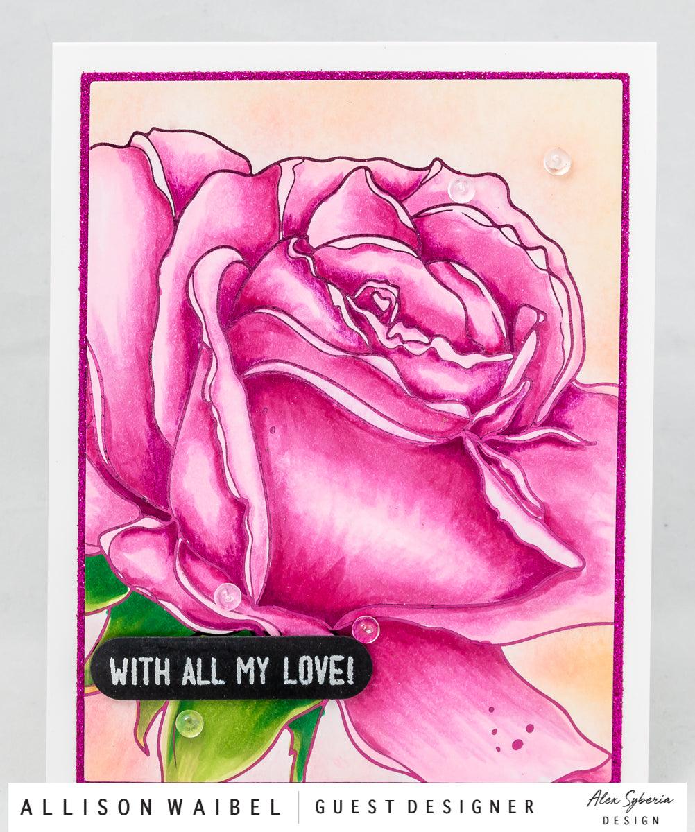 Rose Close-up A2 Card Panel Digi Stamp - Alex Syberia Designs