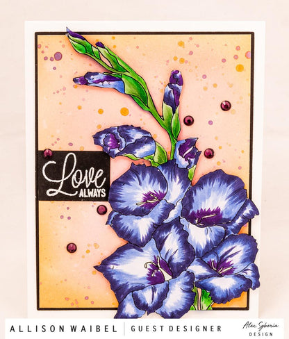 Gladiolus Slimline Card Panel Digi Stamp - Alex Syberia Designs