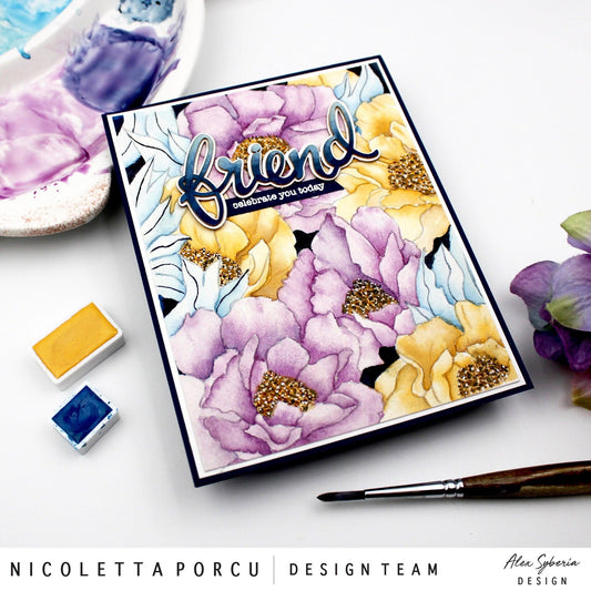 Flower Garden Digi A2 Card Panel Stamp - Alex Syberia Designs