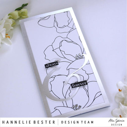 Fabulous Floral Slimline Card Panel Digital Stamp - Alex Syberia Designs