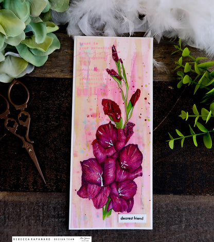 Gladiolus Slimline Card Panel Digi Stamp - Alex Syberia Designs