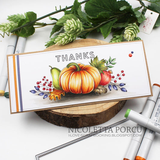 Autumn Bouquet Slimline Card Panel Digital Stamp - alexsyberiadesigns