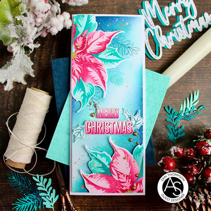 festive-poinsettia-alex-syberia-designs-stamps-dies-stencil-hotfoil-scrapbooking-christmas-holiday-collection-newyear-handmade-coloring-tutorial-scrapbooking-album-stencils-cardmaking-greeting-cards-embossing-cardmakers-slimlinecards-handmadecards-diecutting-machines