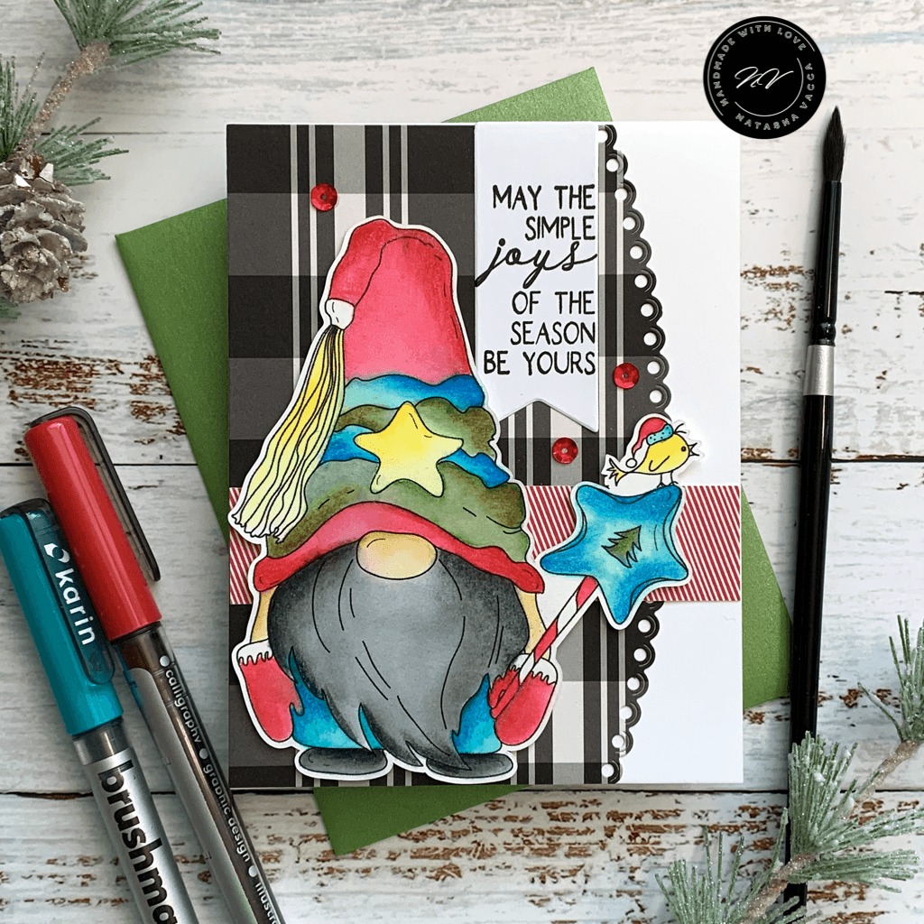 Christmas Cute Gnome Digital Stamp - alexsyberiadesigns