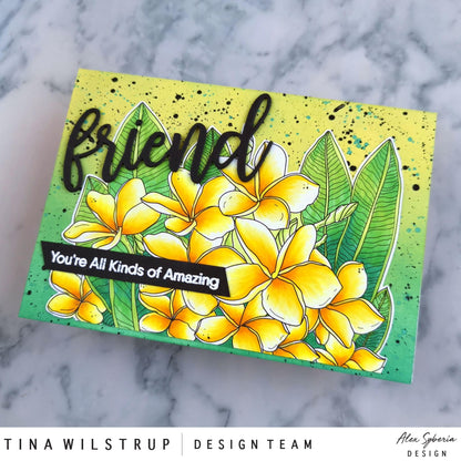 Plumeria Card Panel Digital Stamp - Alex Syberia Designs
