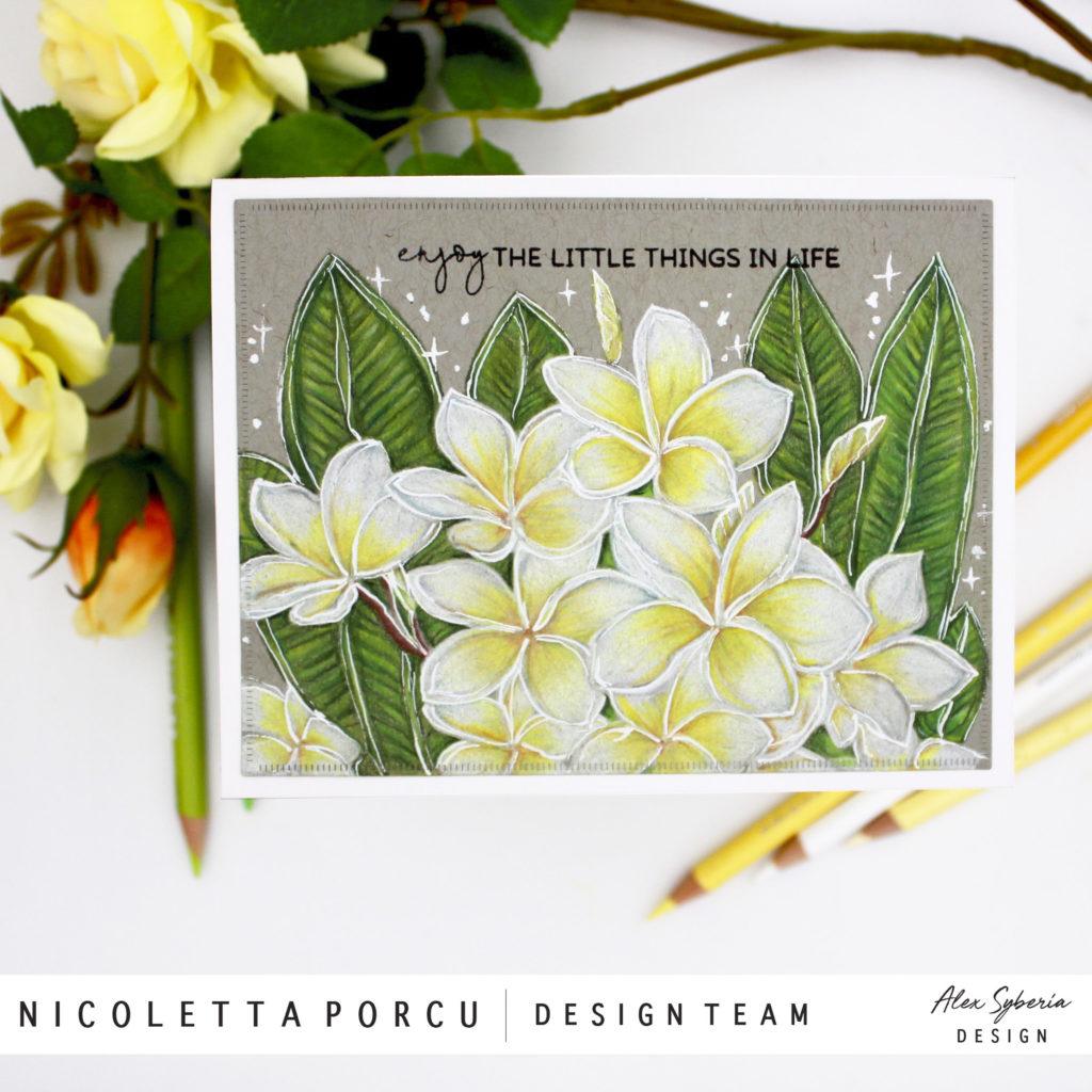 Plumeria Card Panel Digital Stamp - Alex Syberia Designs