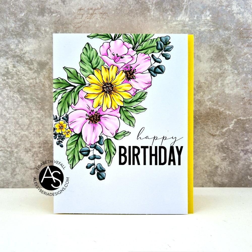 alex-syberia-designs-birthday-wishes-stamp-set-cardmaking-scrapbooking-birthday-celebrate-your-day-sentiments-floral-bouquet-stamps-coloring