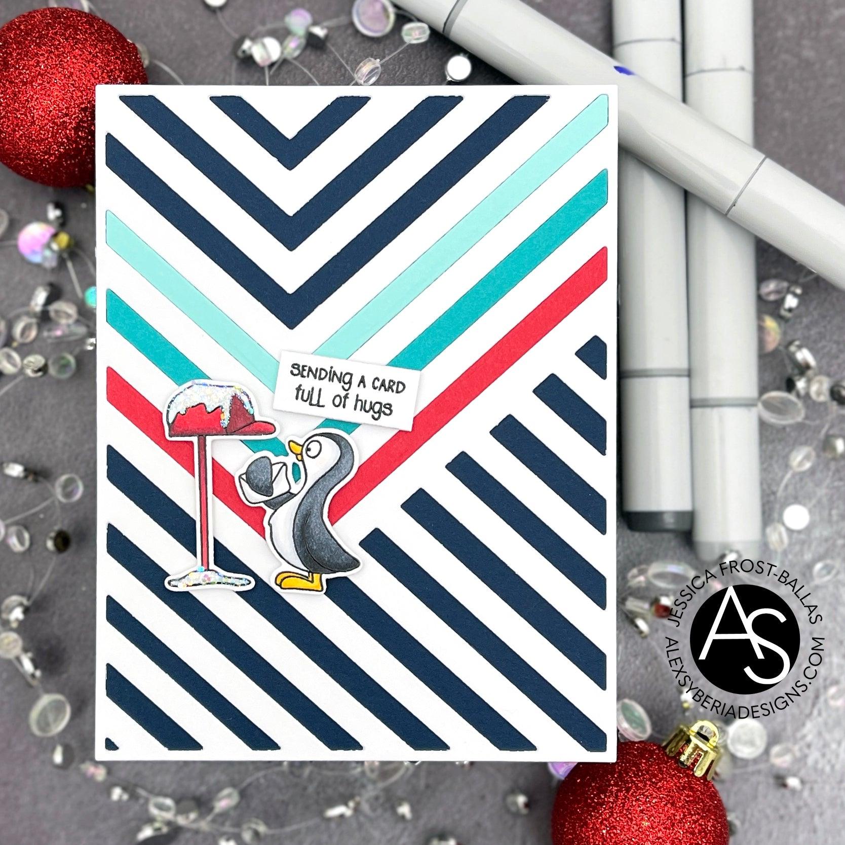 modern-stripes-die-cover-a2-alex-syberia-designs-cardmaking-diecutting-handmadecards-ideas-tutorials-papercrafting-brands-diycards-cutting-machine-penguin-stamp-christmas-cards-winter-hugs-card