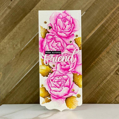 Beautiful Roses Slimline Card Panel Digital Stamp - alexsyberiadesigns